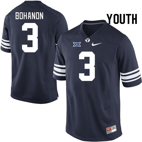 Youth #3 Gerry Bohanon BYU Cougars College Football Jerseys Stitched Sale-Navy